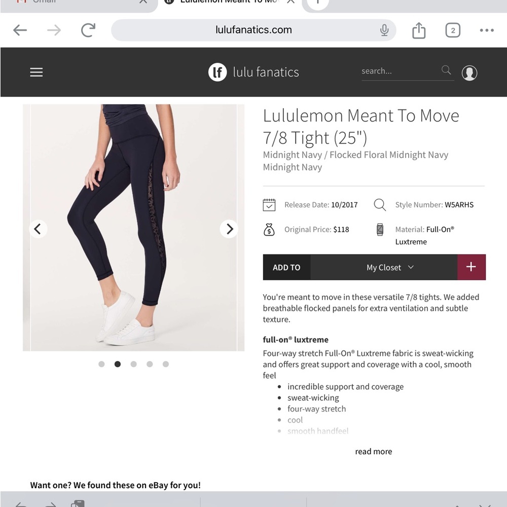 Lululemon Meant to MoveMidnight Navy 7/8 Tights “25” size 4